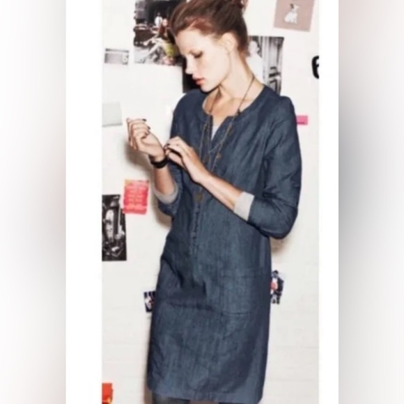Boden|Denim chambray button down shirt dress with front pockets,long sleeve••• - Picture 13 of 13